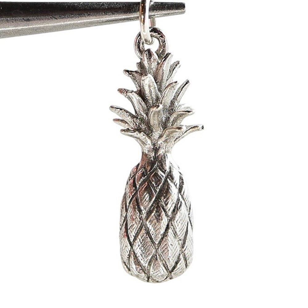 Heavy Artisan Ornate Sterling Silver 3D Pineapple Charm Pendant 4.8g Tropical
